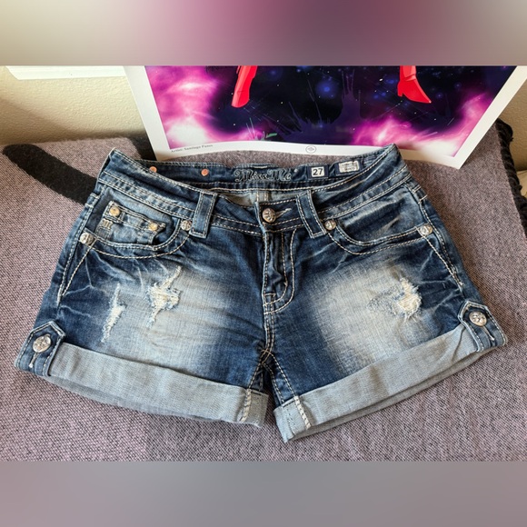 Miss Me Bling Embellished Shorts - Picture 1 of 3